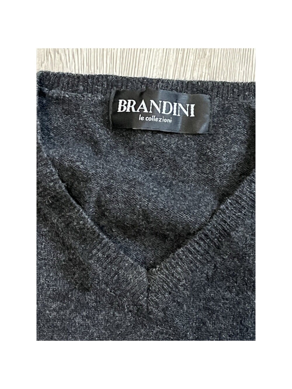 Vintage Brandini Le Collezioni sweater Mens M Cashmere /wool Gray V- Neck Soft